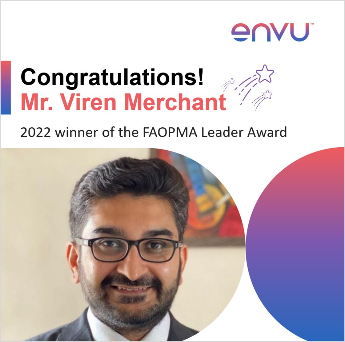 FAOPMA Leader Award 2022 awarded to Viren Merchant